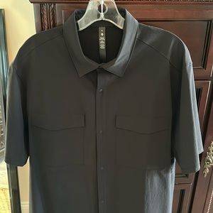 Black short sleeve button up shirt from LuLu Lemon